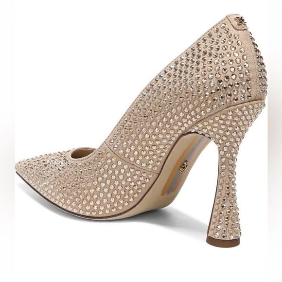 SAM EDELMAN ANTONIA GLITZ CRYSTAL FLUTED HEEL PUMP - Picture 2 of 9